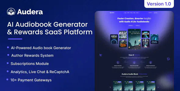 Audera – AI Audiobook Generator Rewards SaaS