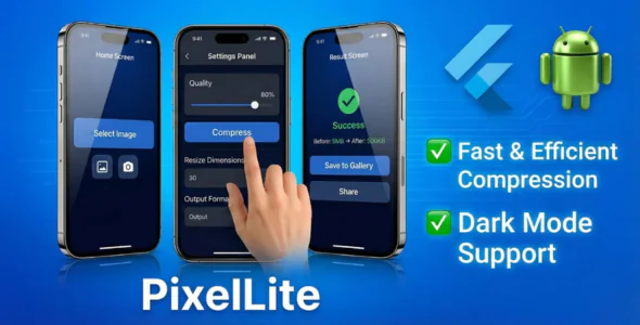 Image Compressor App – PixelLite | Flutter Utility Tool | Offline & Fast | Clean UI